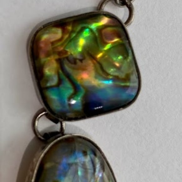 Vintage Sterling Silver Toggle Abalone Bracelet - Picture 13 of 14